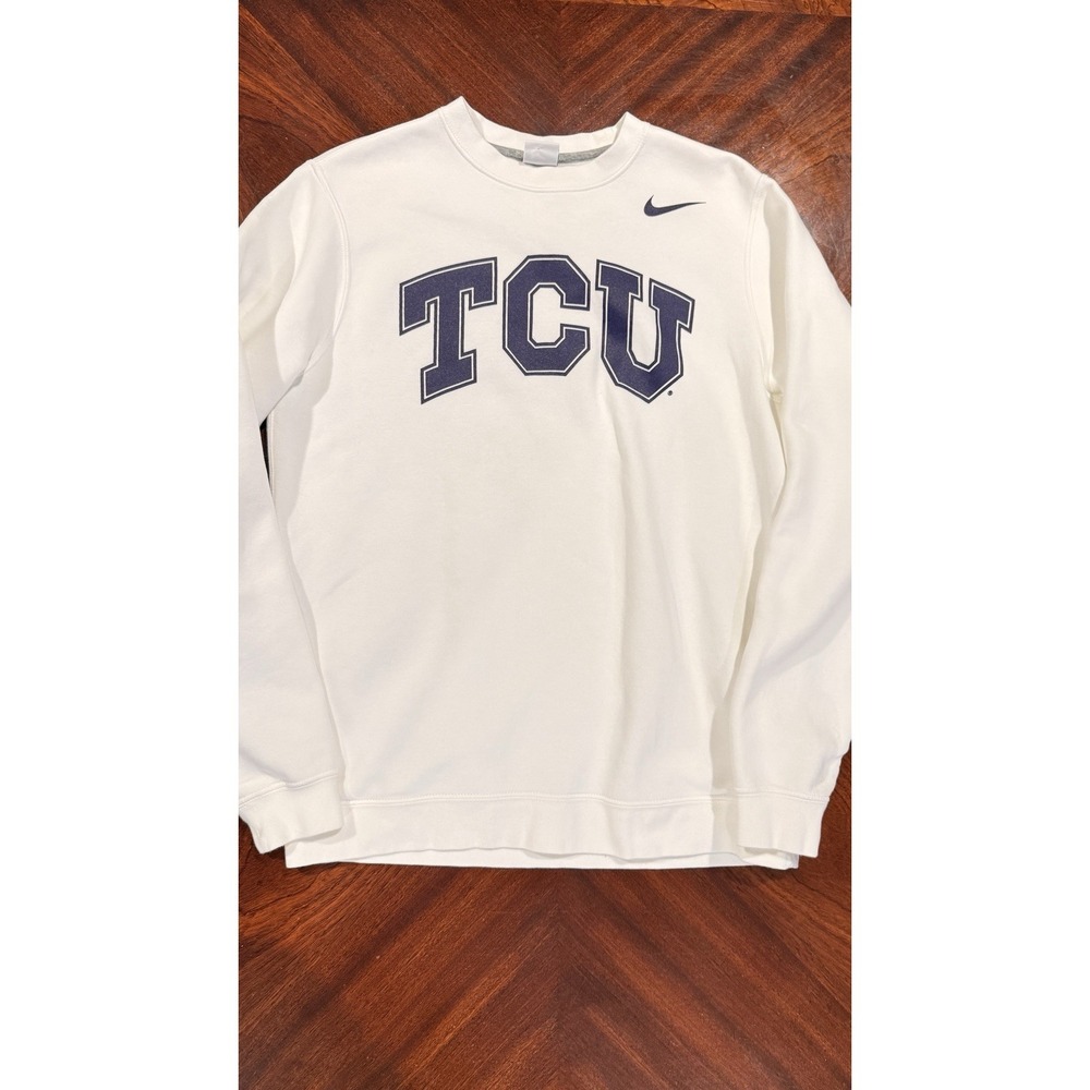 Nike TCU Horned Frogs‎ Crewneck Sweatshirt White Medium College Logo
